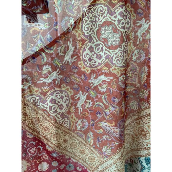 Boho Top 22/24 Patchwork Tunic Sheer Flowy Hare Print Festival CottageCore Fairy - Picture 8 of 16